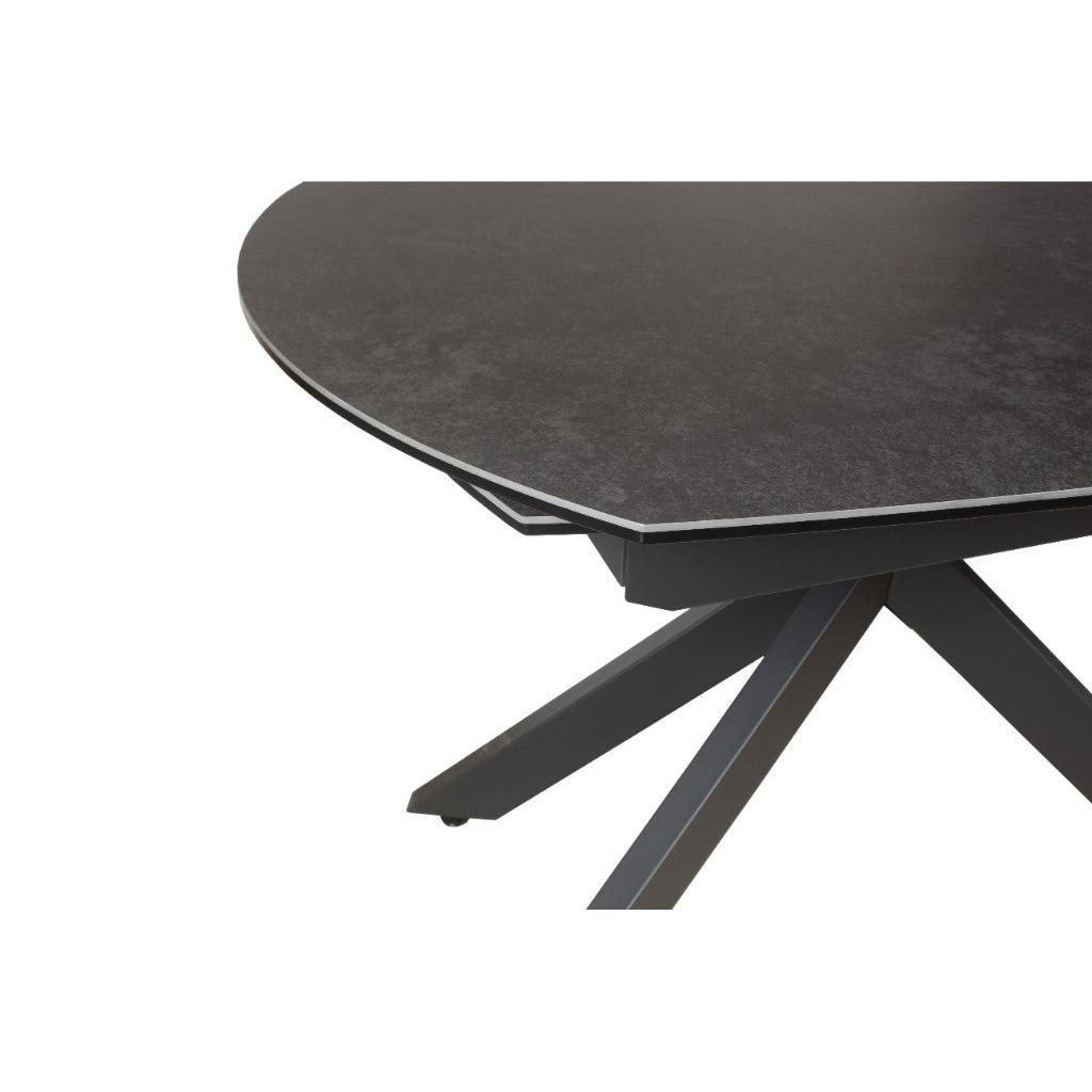 DORIT SWIVEL EXTENSION CERAMIC GLASS DINING TABLE DARK GREY W:120/180CM - MyChocolateWood