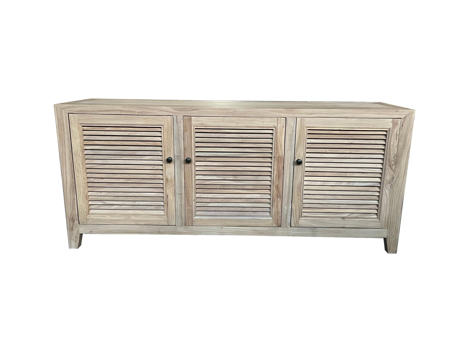 VILLA 3 DOORS TALL LOUVRE STYLE TV/ENTERTAINMENT UNIT IN RECYCLED ELM 160CM - MyChocolateWood