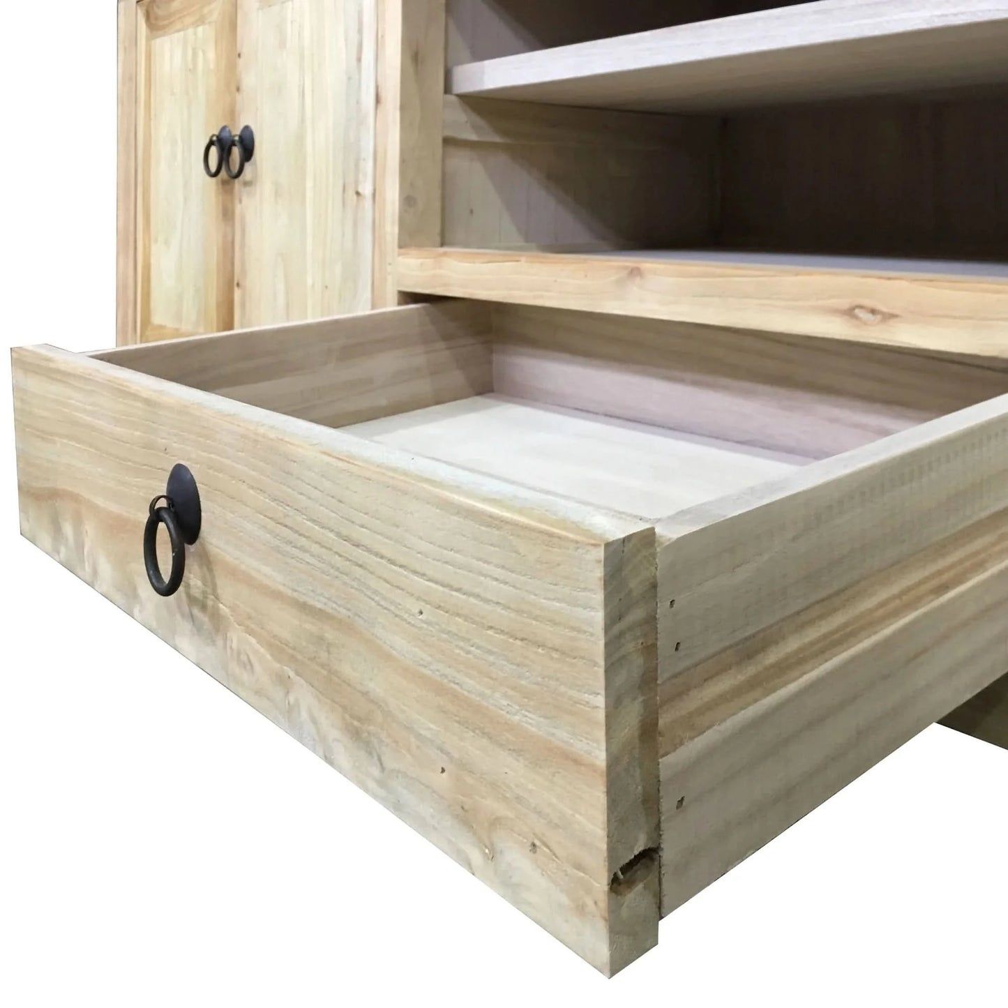GIBRALTAR  RECYCLED ELM TIMBER TV UNIT 4 DOORS/1 DRAWER NATURAL - MyChocolateWood