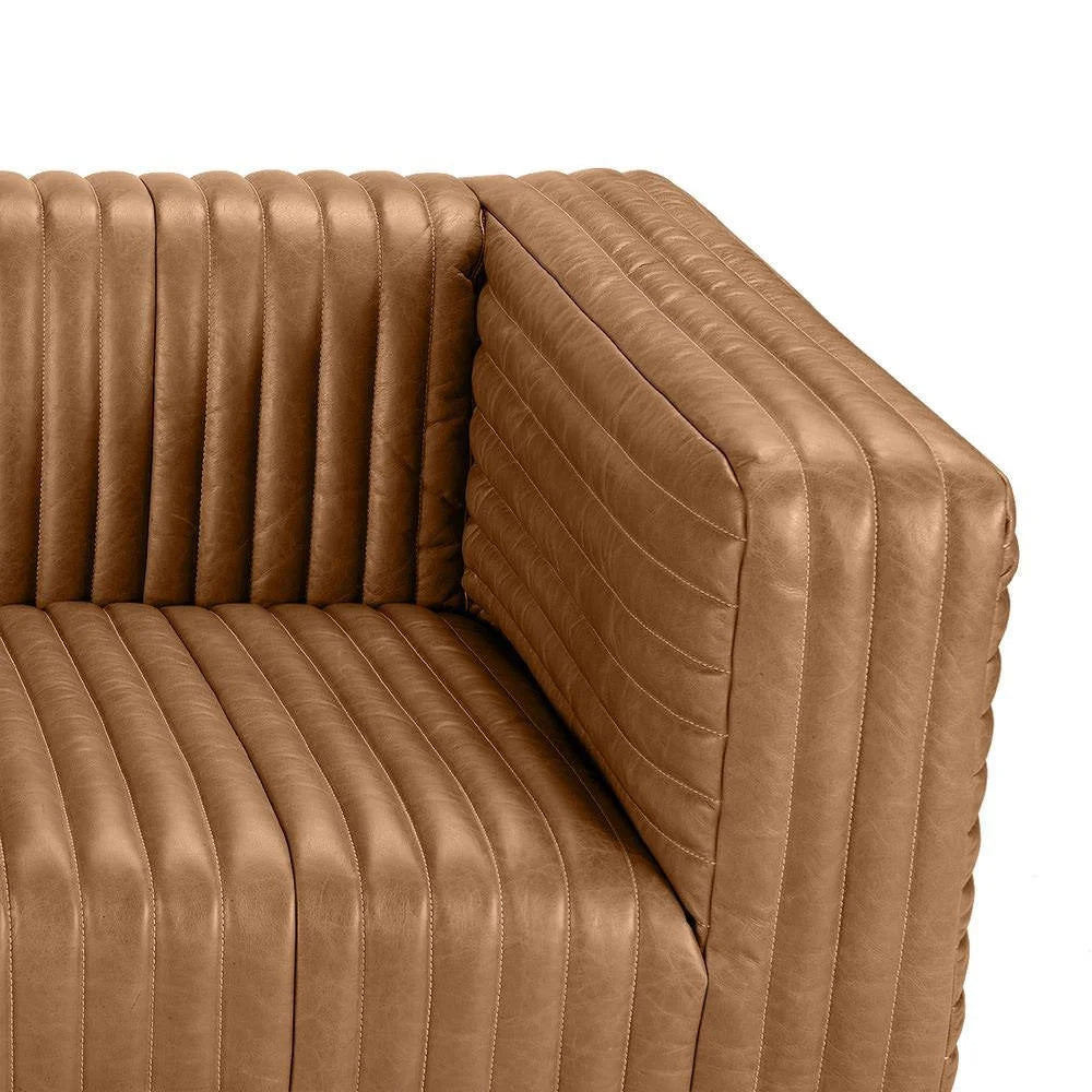 BUFFY 3-SEATER SOFA TOP GRAIN COW LEATHER LIGHT BROWN - MyChocolateWood