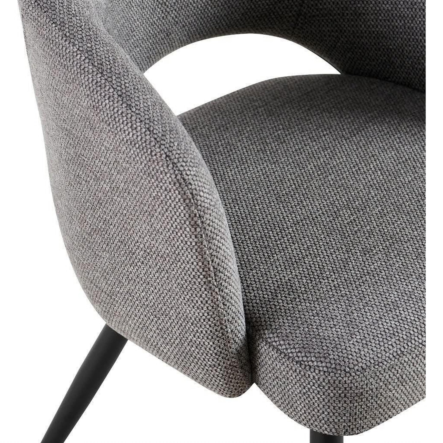 Aimar Fabric Dining Chair in Grey - Chocolate Wood