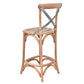 Malmo Cross Back Bar Stool with Grey Metal Straps - Chocolate Wood