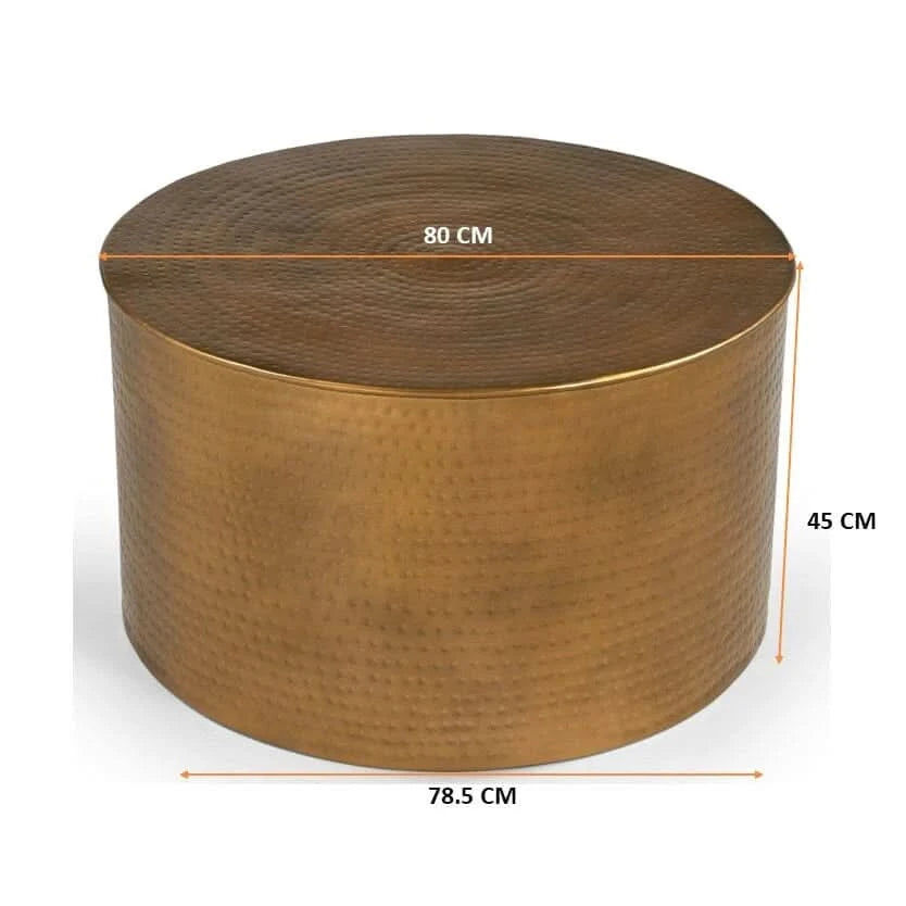 ELIAS ROUND HAMMERED IRON COFFEE TABLE - MyChocolateWood