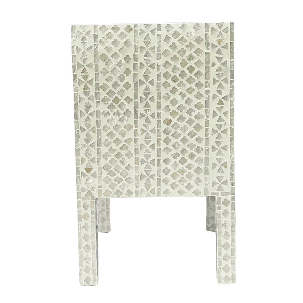 DEENA MOTHER OF PEARL 2-DRAWER BEDSIDE TABLE CREAM HUE - MyChocolateWood