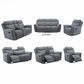 Kallea Fabric 2-Seater Manual Recliner Sofa - Steel - Chocolate Wood
