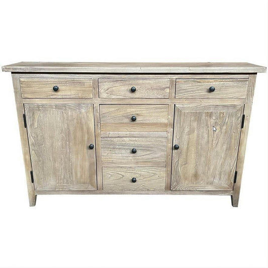 KLOWI RUSTIC 6-DRAWER 2-DOOR CABINET STORAGE CUPBOARD SIDEBOARD BUFFET RECYCLED ELM 130CM