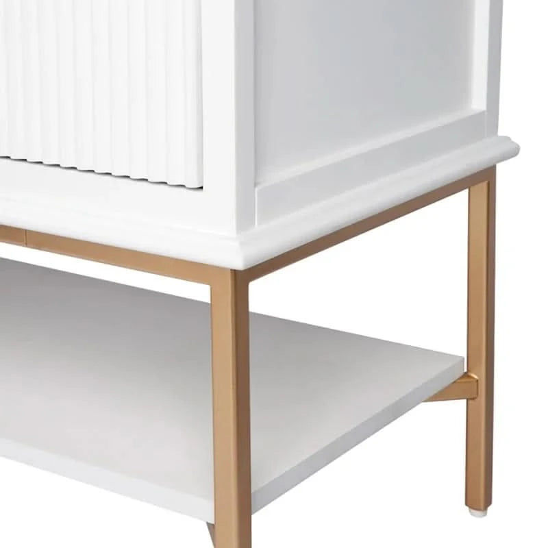 MORETTI 2-DRAWER BEDSIDE TABLE SATIN WHITE/GOLD LARGE - MyChocolateWood