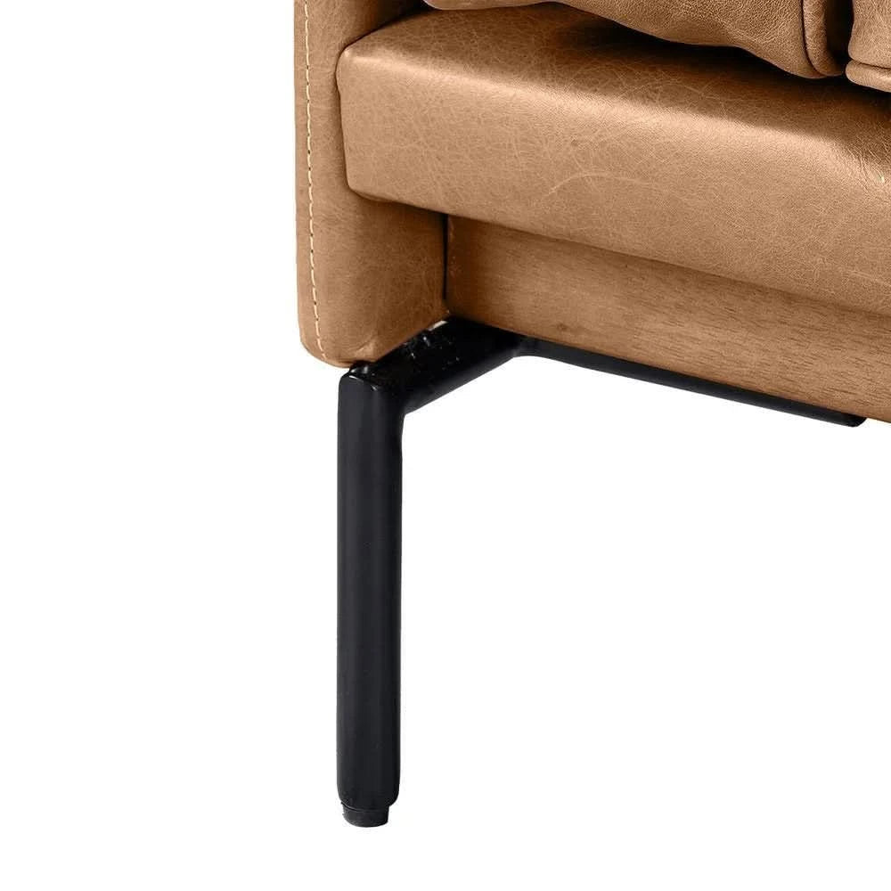 DAVIEN LIGHT BROWN 2.5 SEATER SOFA TOP GRAIN COW LEATHER - MyChocolateWood