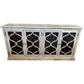 Reina Greywashed Recycled Timber 4-Door Buffet with Heritage Metal Panels - Chocolate Wood