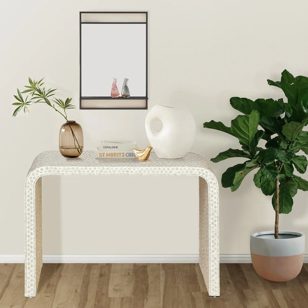 NORAH PEARLESCENT MOTHER OF PEARL CONSOLE TABLE/HALL TABLE - MyChocolateWood