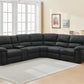 VERNON MKII RHINO FABRIC CORNER MODULAR WITH BOTH END RECLINERS - ONYX  - MyChocolateWood