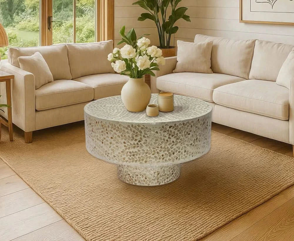 CLARISSE MOTHER OF PEARL HAND MADE COFFEE TABLE - MyChocolateWood