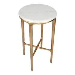 SOREN MARBLE PETITE SIDE TABLE - BRASS FRAME 90CM - MyChocolateWood