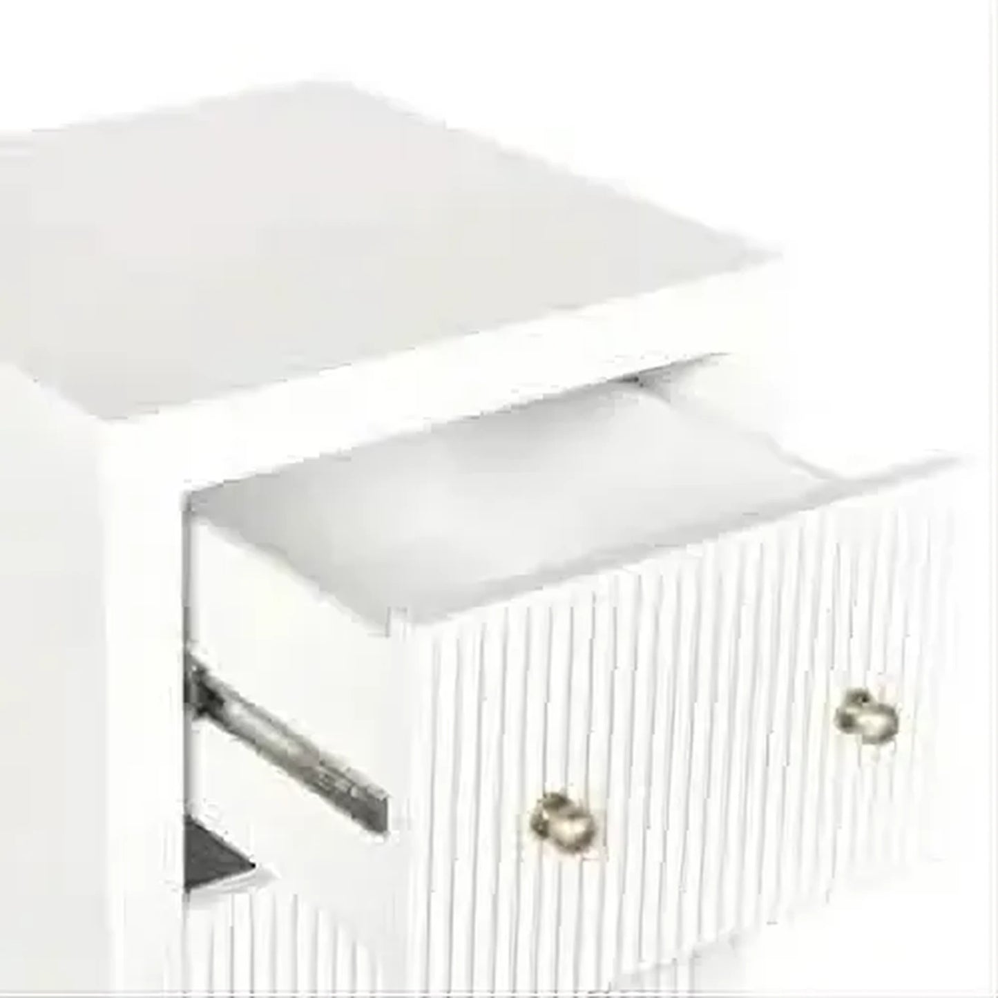 Jayla Petite 2-Drawer Bedside Table in White - Chocolate Wood