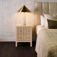 Jayla Small 2-Drawer Bedside Table in Beige - Chocolate Wood