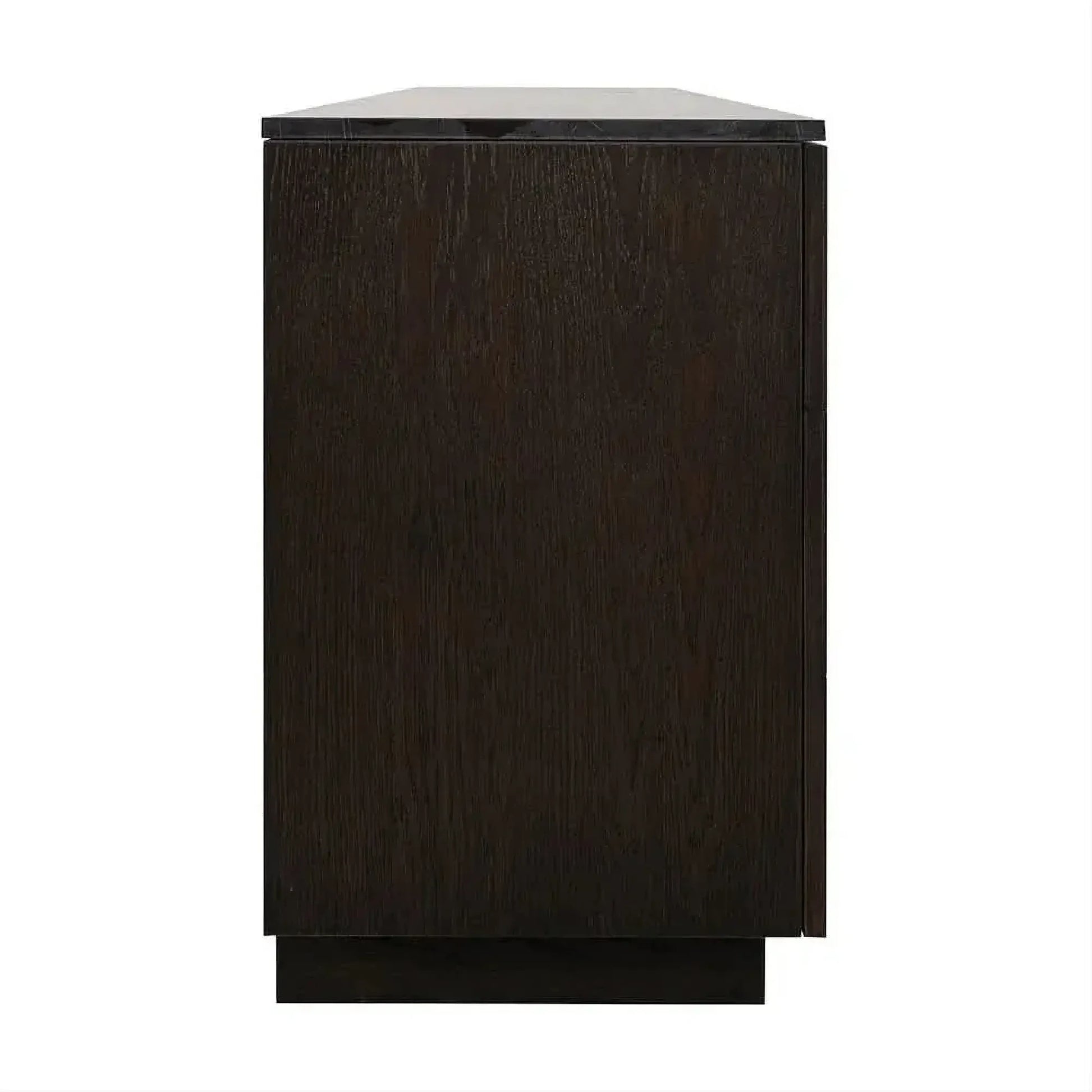 Hampshire 4-Door Buffet in Smoked Oak with White Marble Top - Chocolate Wood