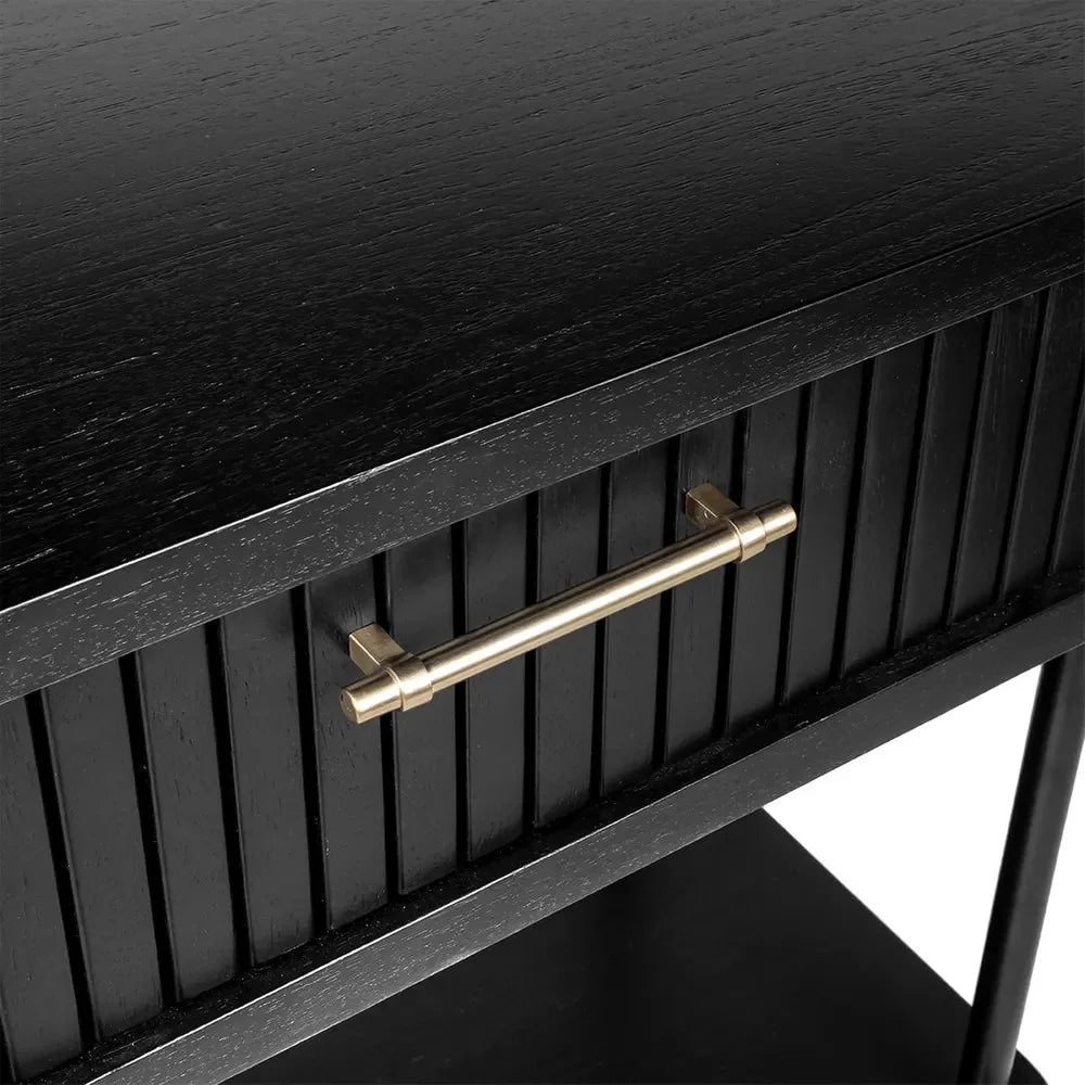 PEMBROKE OAK TIMBER 2-DRAWER CONSOLE TABLE HALL TABLE BLACK - MyChocolateWood