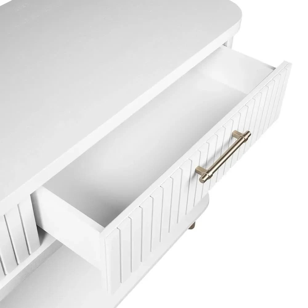 PEMBROKE OAK TIMBER 2-DRAWER CONSOLE TABLE HALL TABLE WHITE - MyChocolateWood