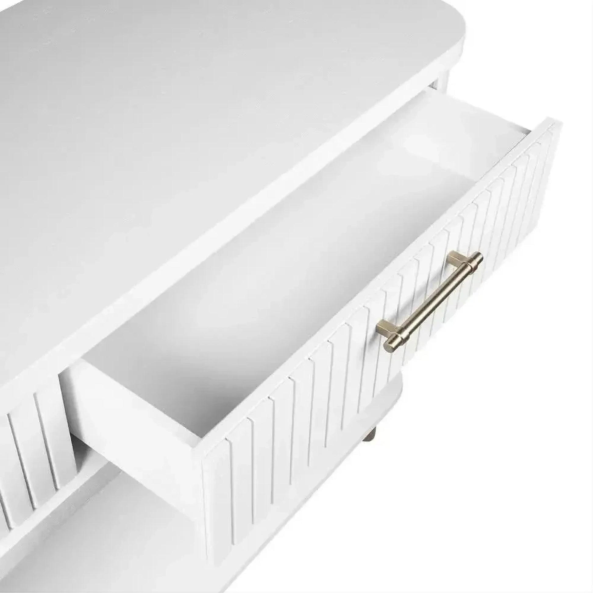 Pembroke Oak 2-Drawer Console Table in White - Chocolate Wood