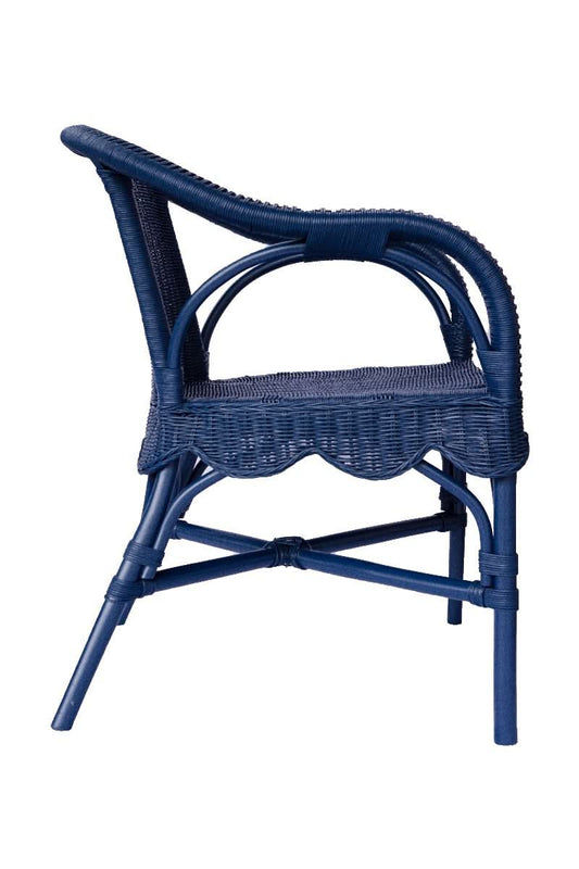WENGLOR DEEP BLUE RATTAN ARMCHAIR ACCENT CHAIR/ LOUNGE CHAIR - MyChocolateWood