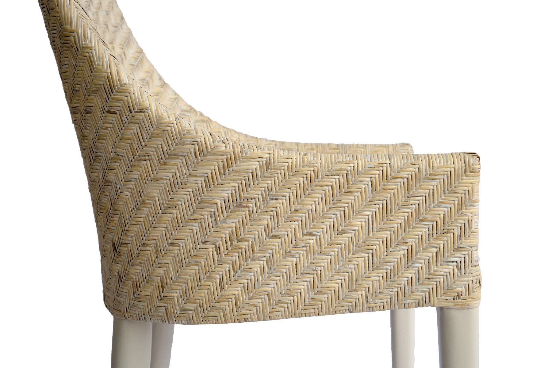 LAMAR RATTAN ARMCHAIR ACCENT CHAIR/ LOUNGE CHAIR WHITEWASH/IVORY LEGS - MyChocolateWood