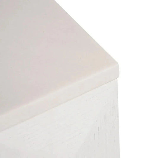 HAMPSHIRE WHITE MARBLE/WHITE OAK 2-DRAWER BEDSIDE TABLE - MyChocolateWood
