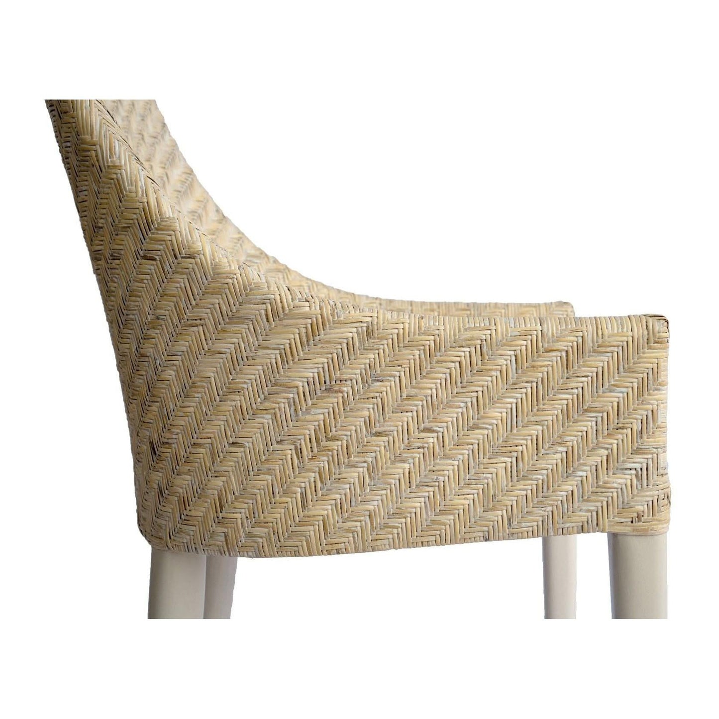 Lamar Rattan Armchair in Whitewash - Chocolate Wood
