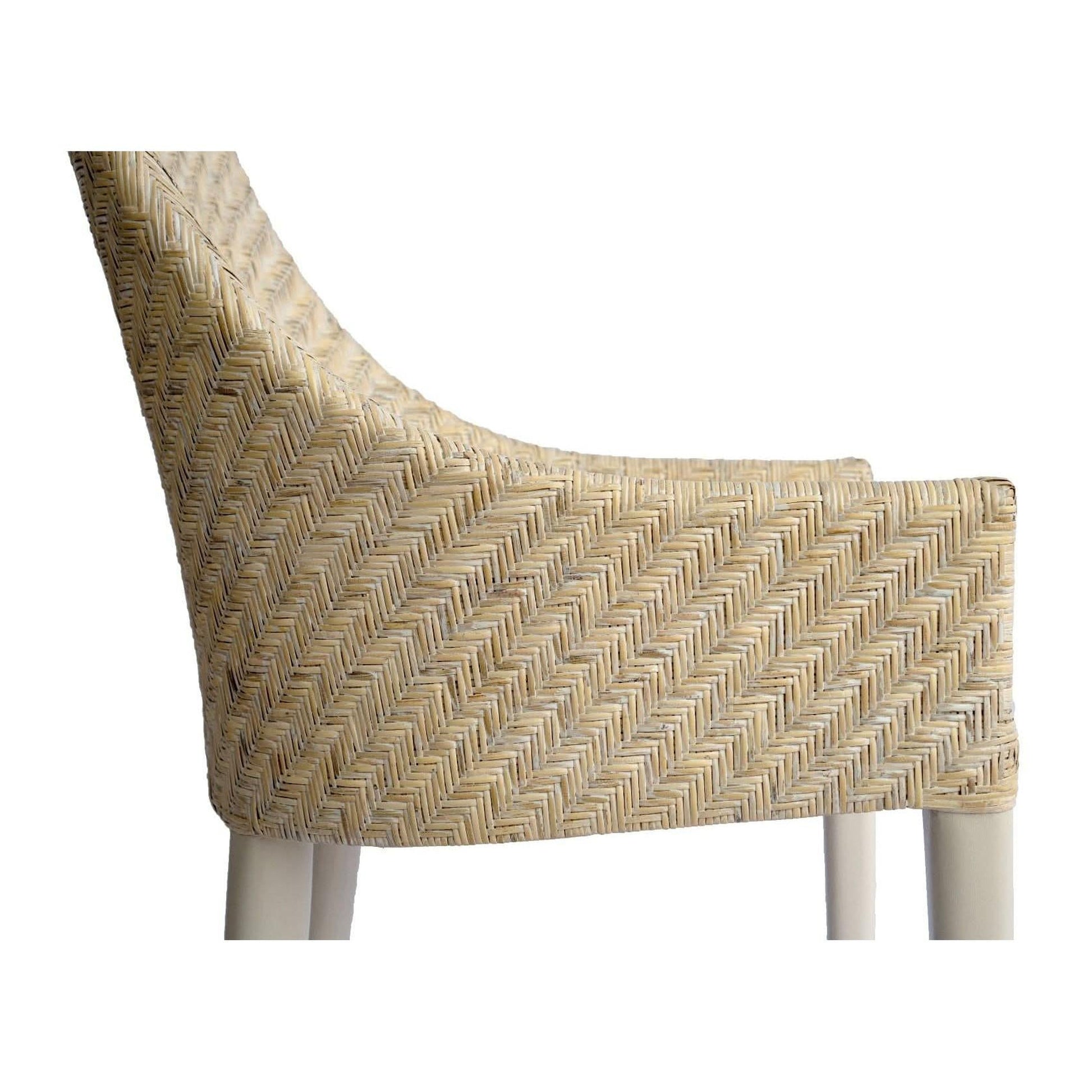 Lamar Rattan Armchair in Whitewash - Chocolate Wood