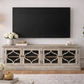 Reina Greywashed Recycled Timber 4-Door TV Unit with Heritage Metal Panels - Chocolate Wood