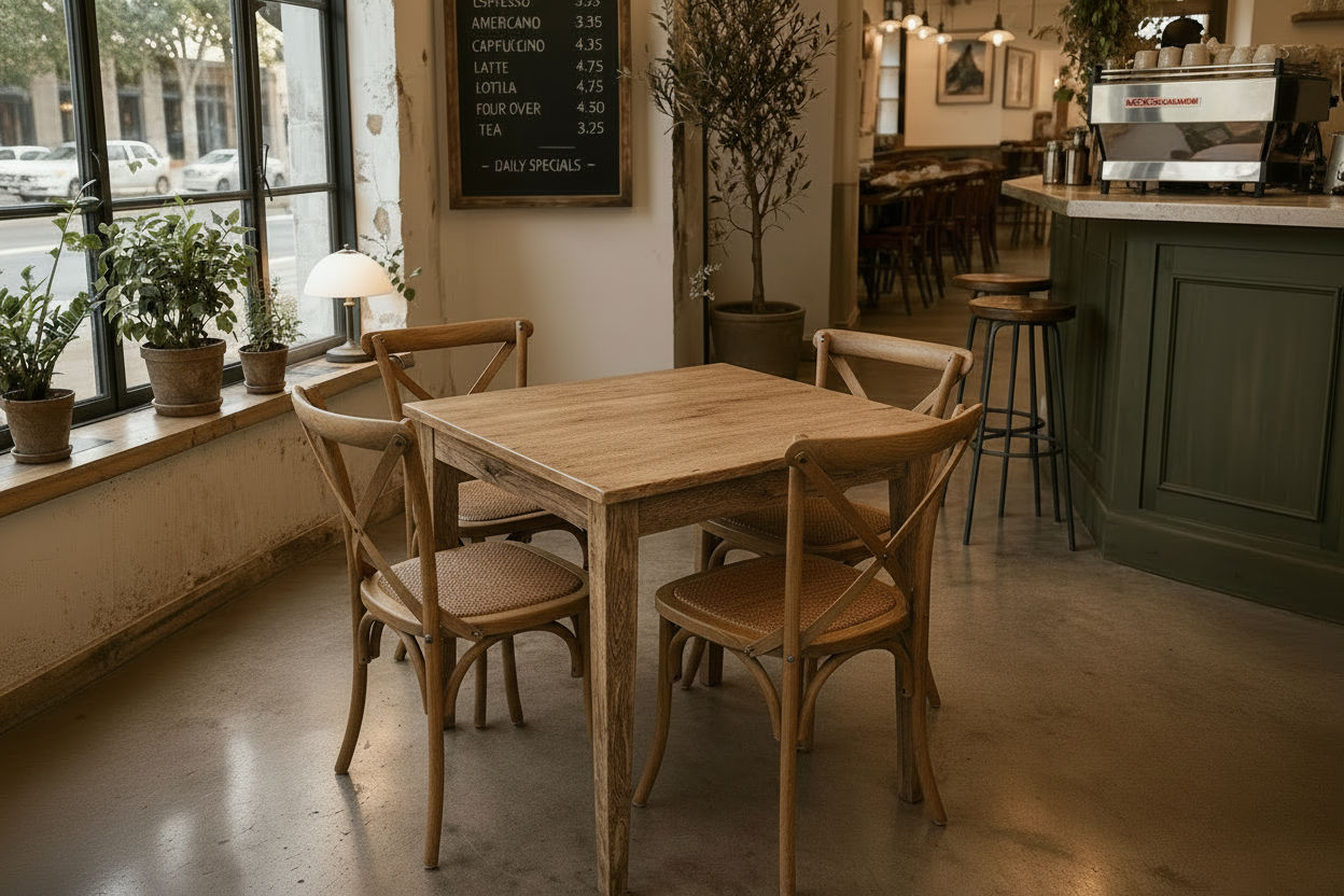 TARA 4-SEATER SQUARE DINING TABLE IN SOLID OAK WITH A NATURAL FINISH 90CM - MyChocolateWood