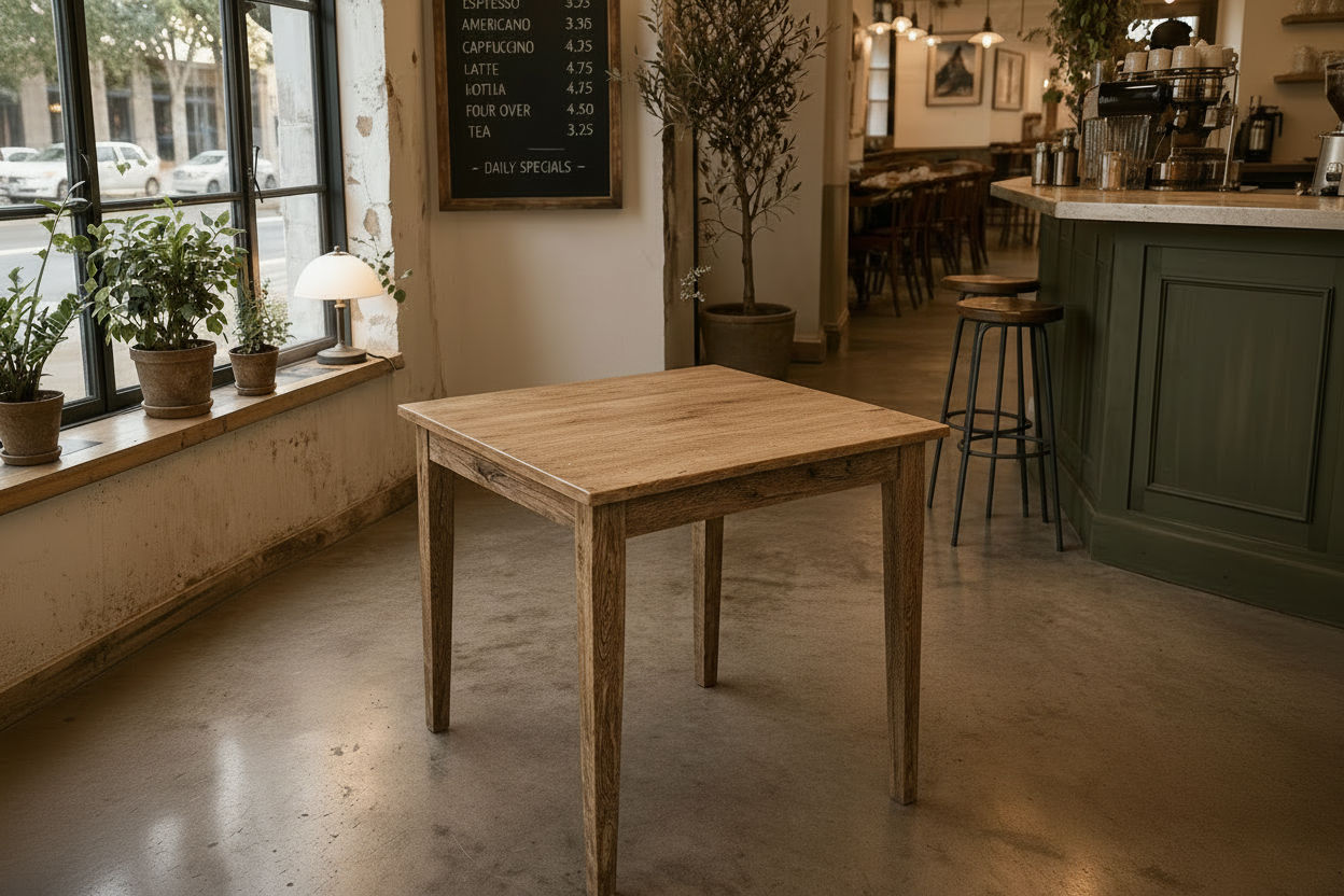 TARA 4-SEATER SQUARE DINING TABLE IN SOLID OAK WITH A NATURAL FINISH 90CM - MyChocolateWood