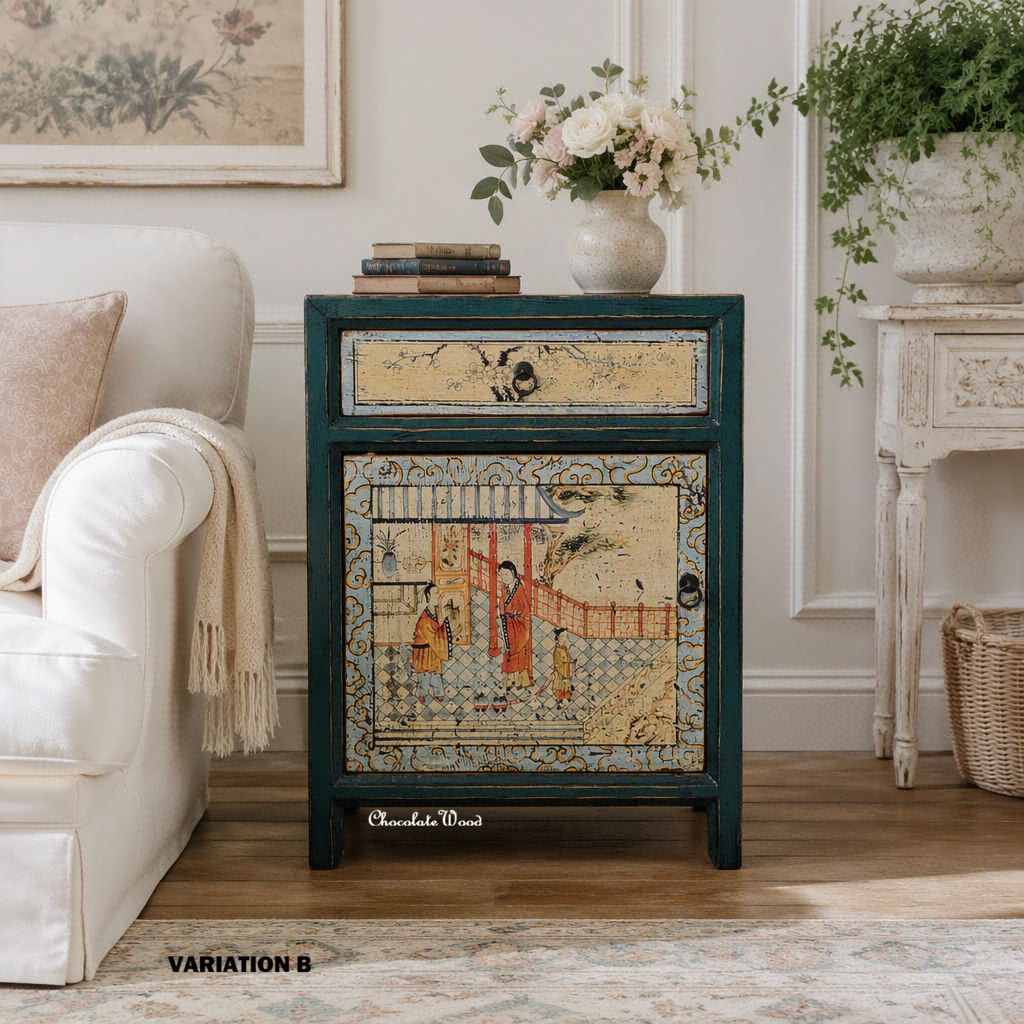 Mimi Recycled Pine Bedside Table/Living Room/Lounge Accent Piece (Variation B)