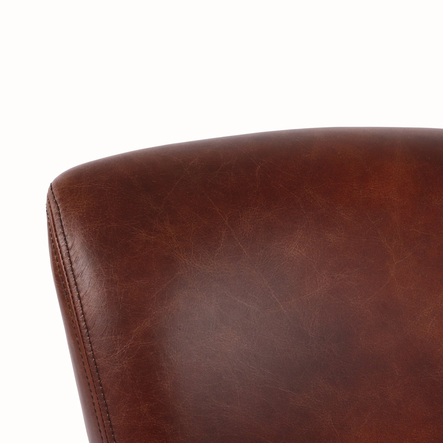 Morang Waxed Leather Counter Stool with Maron Legs