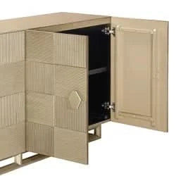 TALISA CONTEMPORARY 4-DOOR BUFFET/SIDEBOARD  ANTIQUE BRUSHED GOLD - MyChocolateWood