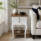 Astrid Quality Mahogany 2-Drawer Antique Side Table/Lamp Table White/Natural