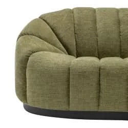 Madeley 2.5-Seater Chenille Sofa in Olive - Chocolate Wood