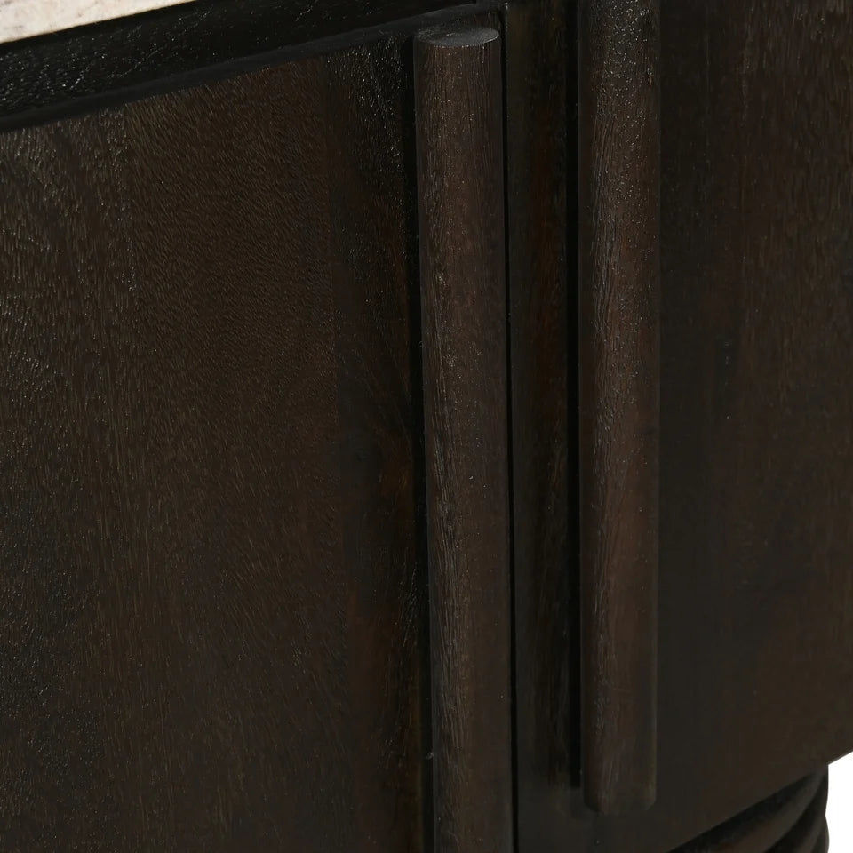 Birgit Solid Mango Hardwood 4-Door Marble Top Sideboard/Buffet