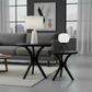 Gatsby Solid Mindi Timber Round Side Table / Lamp Table Set in Black - Chocolate Wood