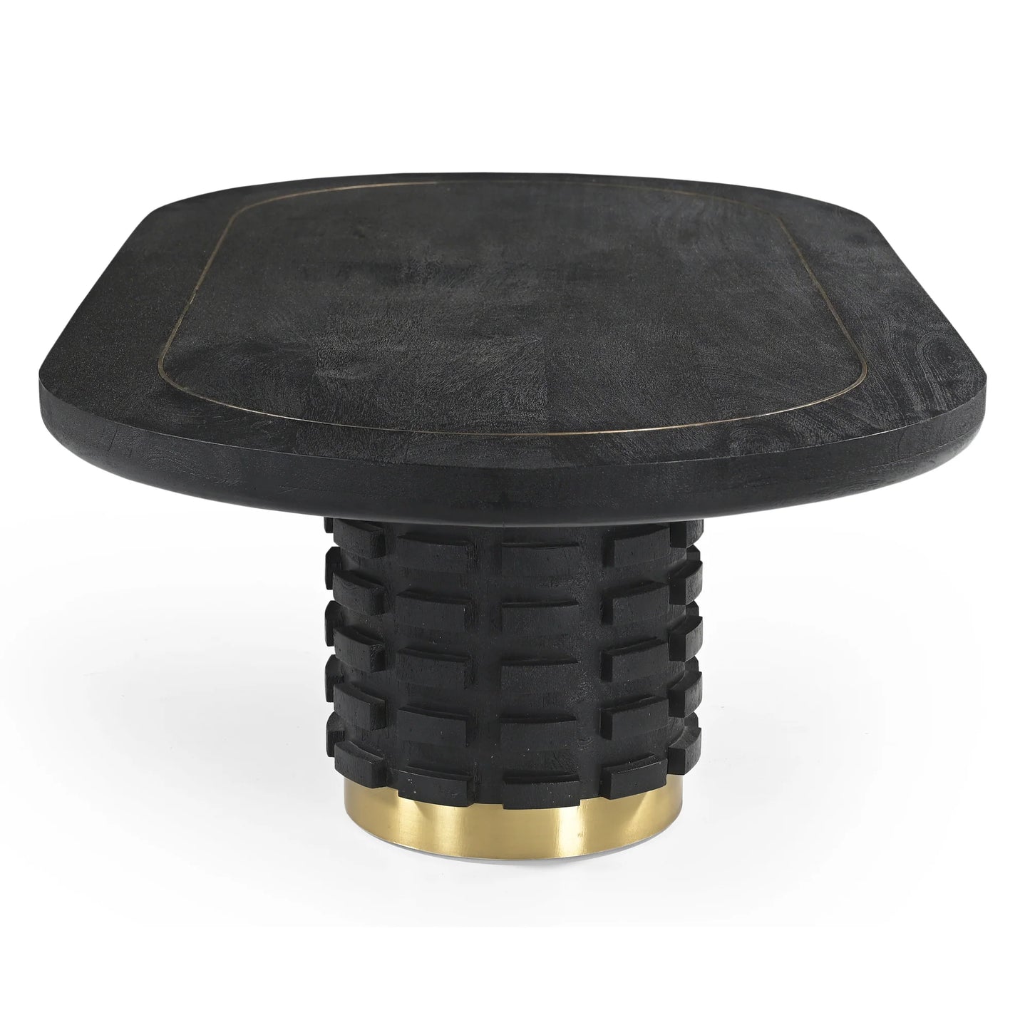 Raven Handmade Solid Mango Column Coffee Table with Gold Accents