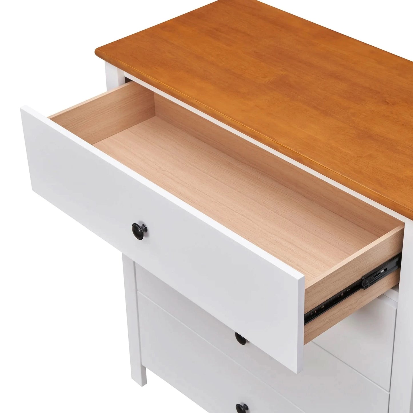 Pippa Rubberwood 4-Drawer Tallboy/Chest of Drawers White/Mid-Brown