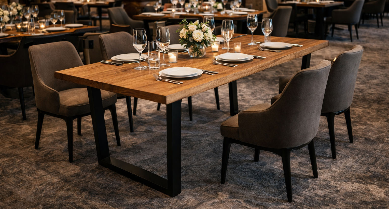 MONZA HARDWOOD DINING TABLE 220CM ANTIQUE BROWN (Copy) - MyChocolateWood
