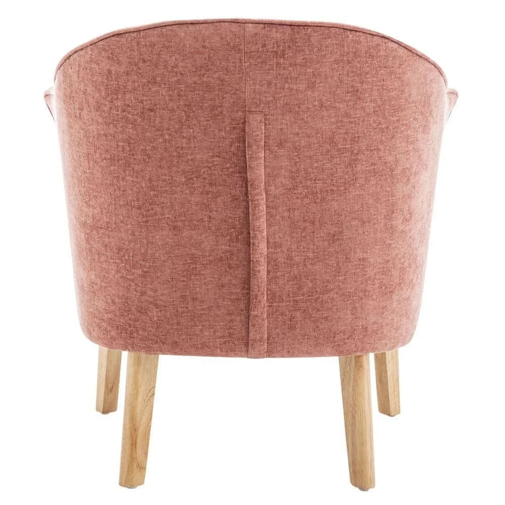 Elmore chenille fabric coral tub chair by MyChocolateWood, featuring plush upholstery and a stylish, comfortable design.