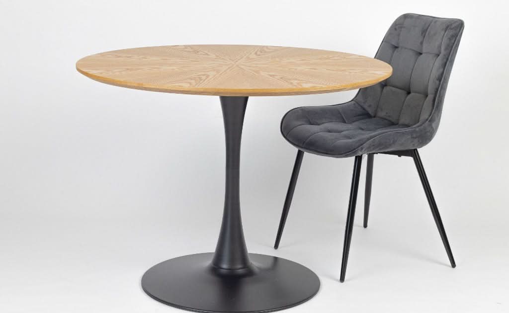 RENI VELVET FABRIC DINING CHAIR GREY - MyChocolateWood