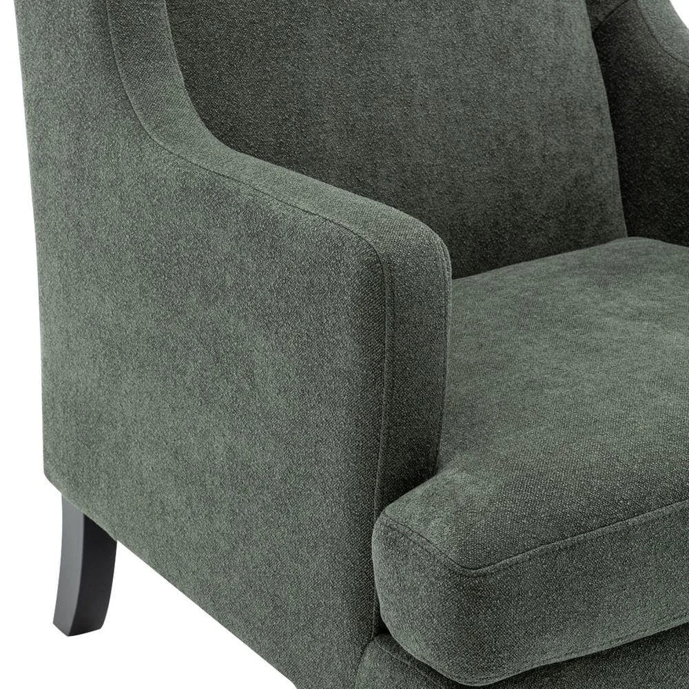 SILAS WINTER MOSS CHENILLE WING BACK ARMCHAIR/OCCASIONAL CHAIR - MyChocolateWood
