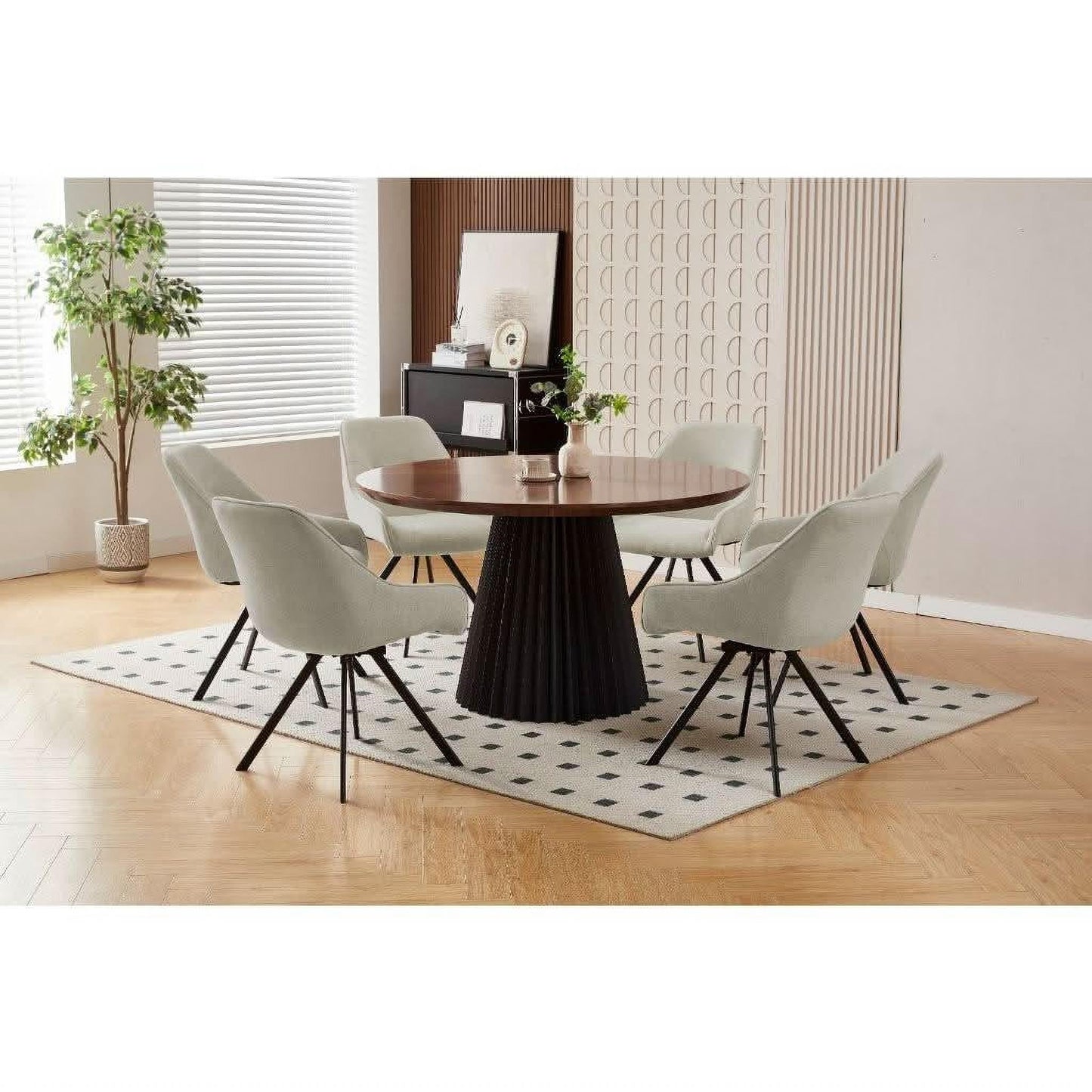 CARLOW FABRIC DINING CHAIR FAWN COLOURED