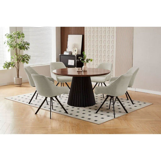 CARLOW FABRIC DINING CHAIR FAWN COLOURED - MyChocolateWood