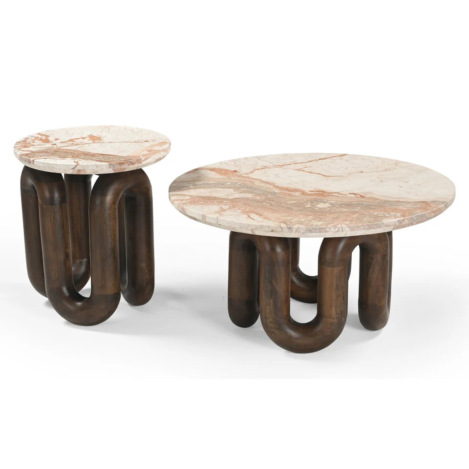 Kennedy Marble Top/Mango base Loop Side Table