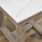 Herrington Oak Square Lamp Table in Greyish-Brown Wood Tone with Natural Marble Table Top