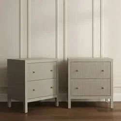 JAYLA LARGE BEIGE 2-DRAWER LARGE BEDSIDE TABLE - MyChocolateWood