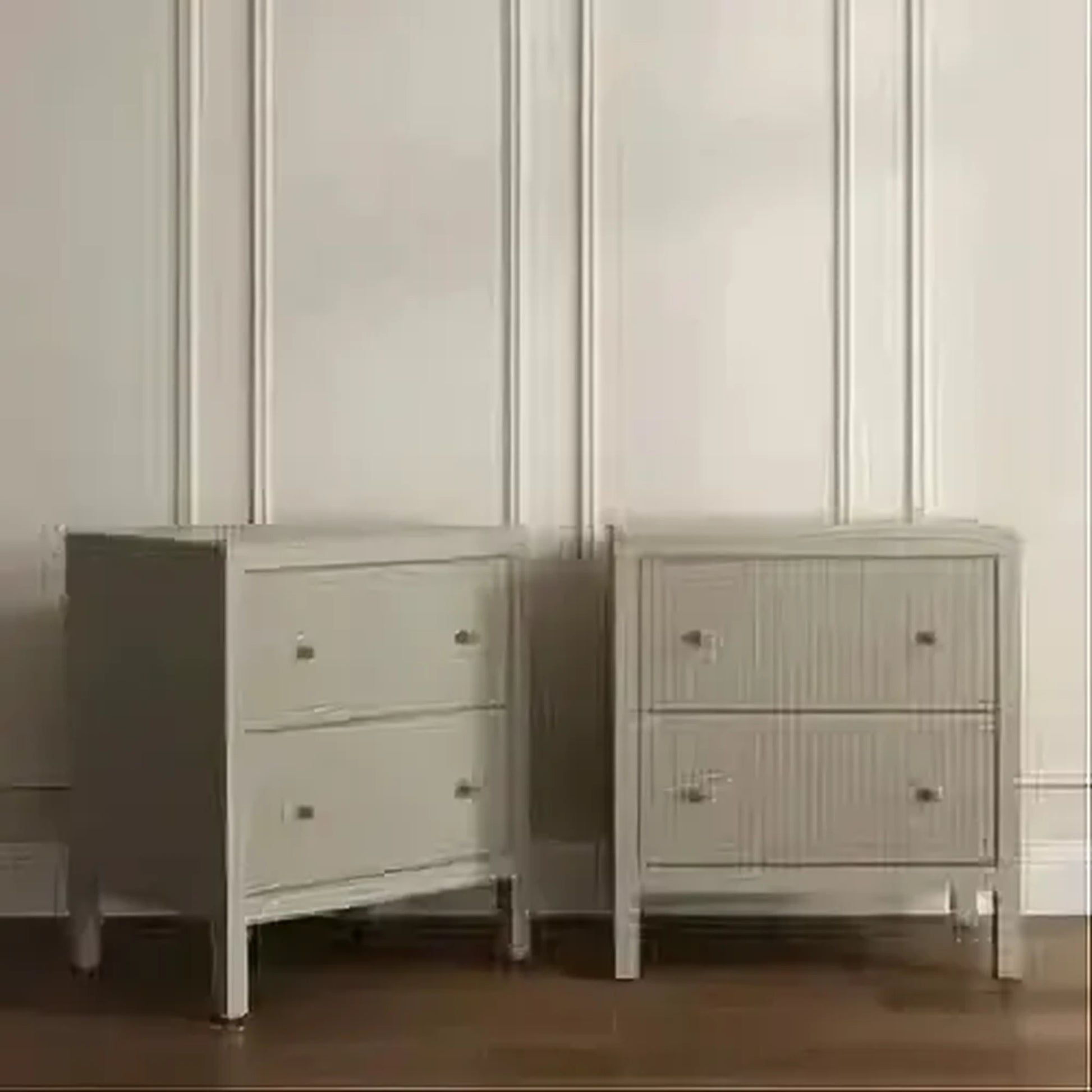 Jayla Large 2-Drawer Bedside Table in Beige - Chocolate Wood